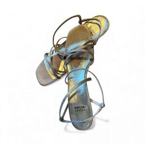 Stuart Weitzman Metallic Strappy Sandals – Gold Silver Iridescent Size 9